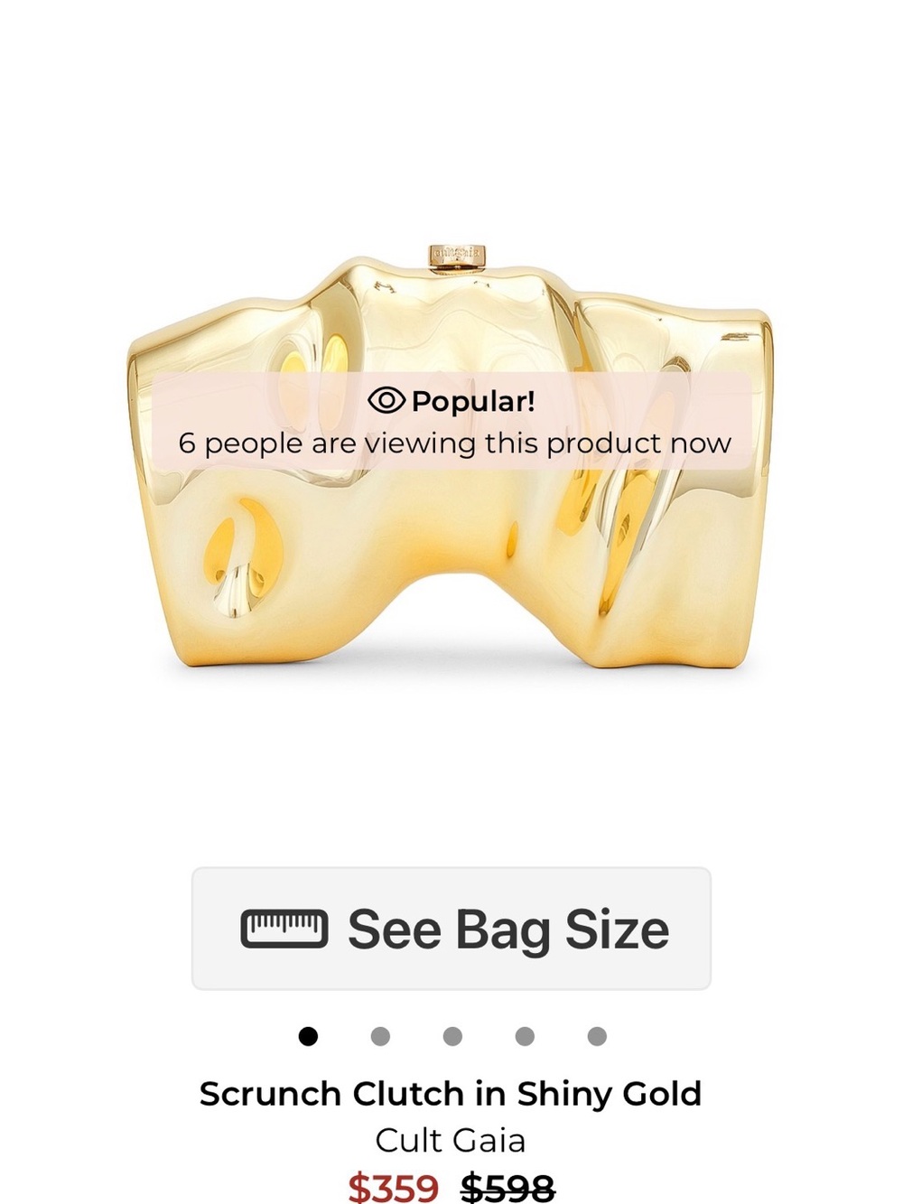 Cult Gaia new in box scrunch clutch in shiny gold